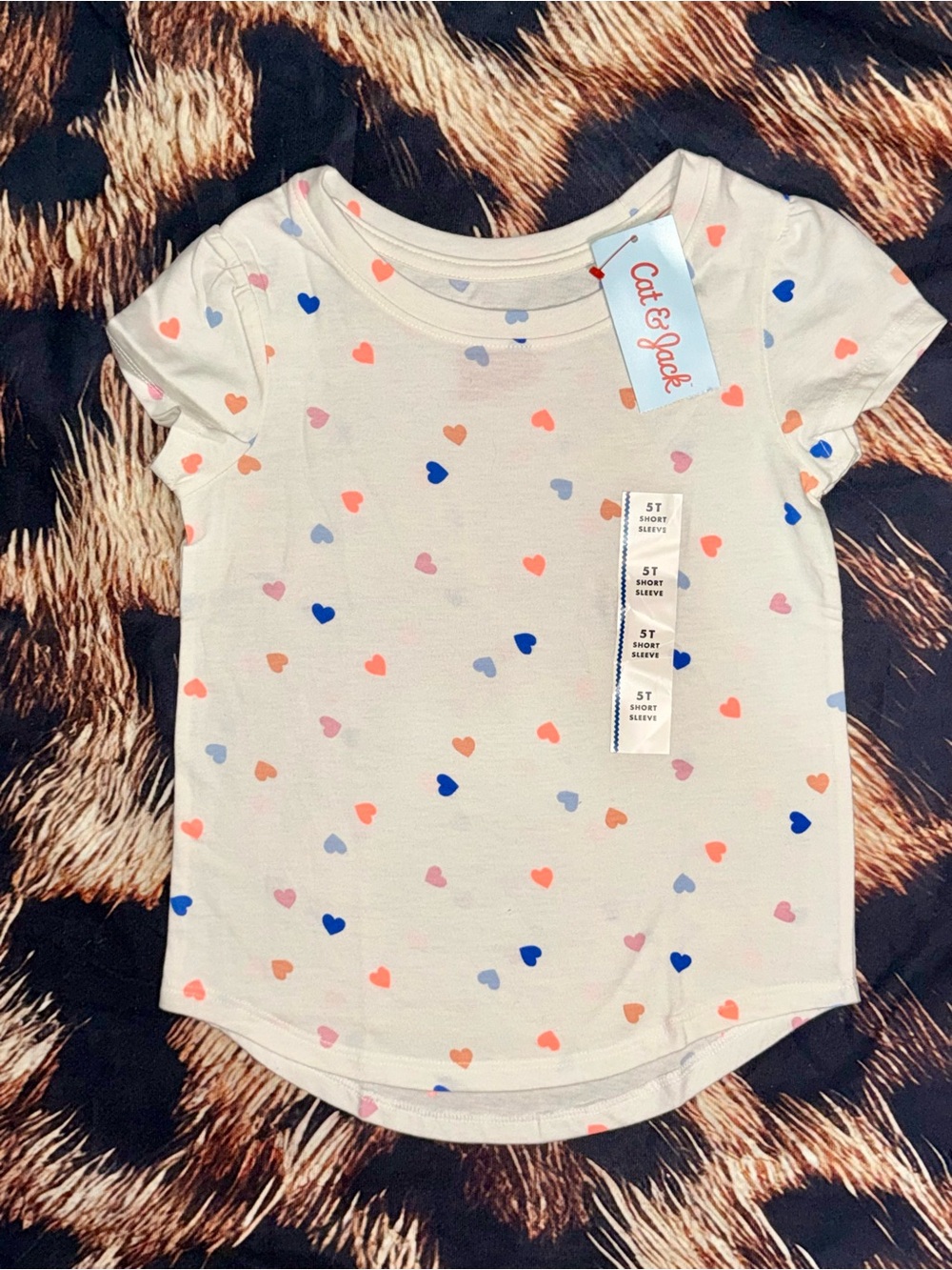 Cat & Jack White Heart-Print Short Sleeve Tee